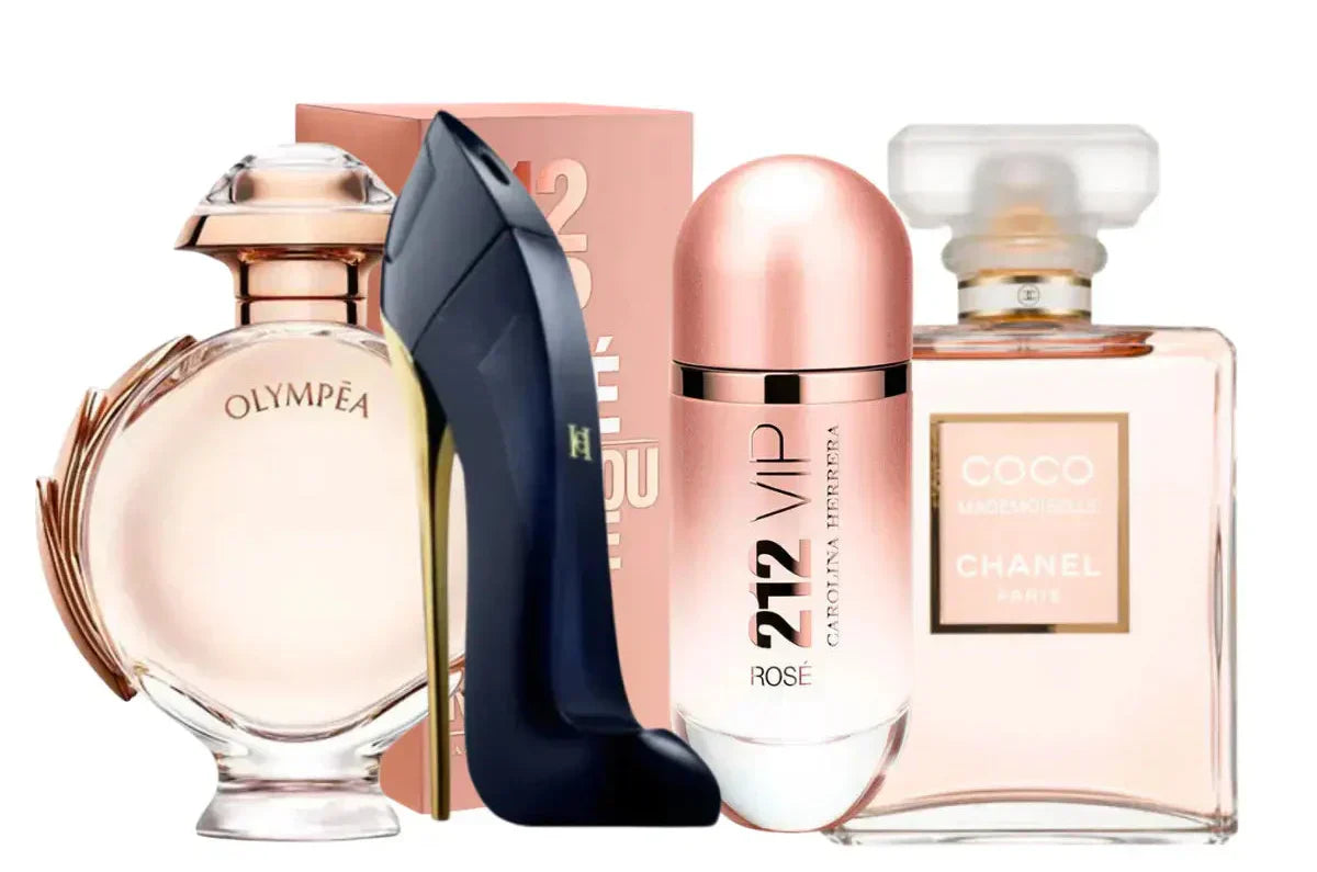Set de 4 perfumes | 212 Rosé, Coco Mademoiselle, Good Girl, Olympea 100ml