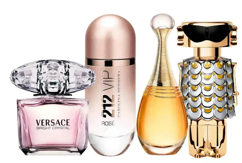 Set de 4 perfumes | Jadore, 212 Vip Rose, Fame, Bright Crystal