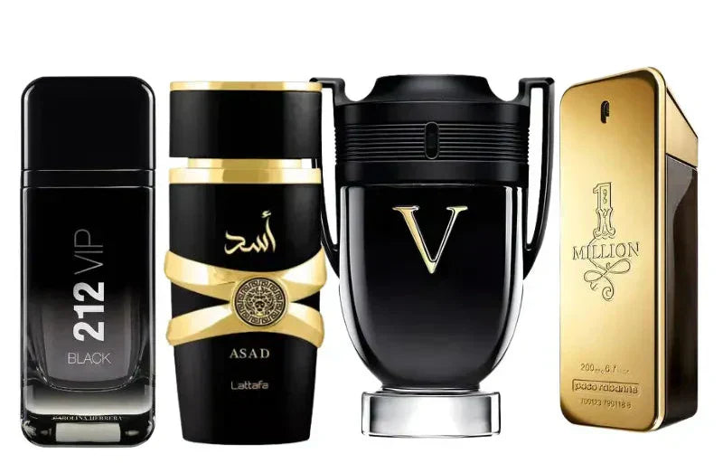 Set de 4 perfumes | Asad, One Million, Invictus Victory, 212 Vip Black