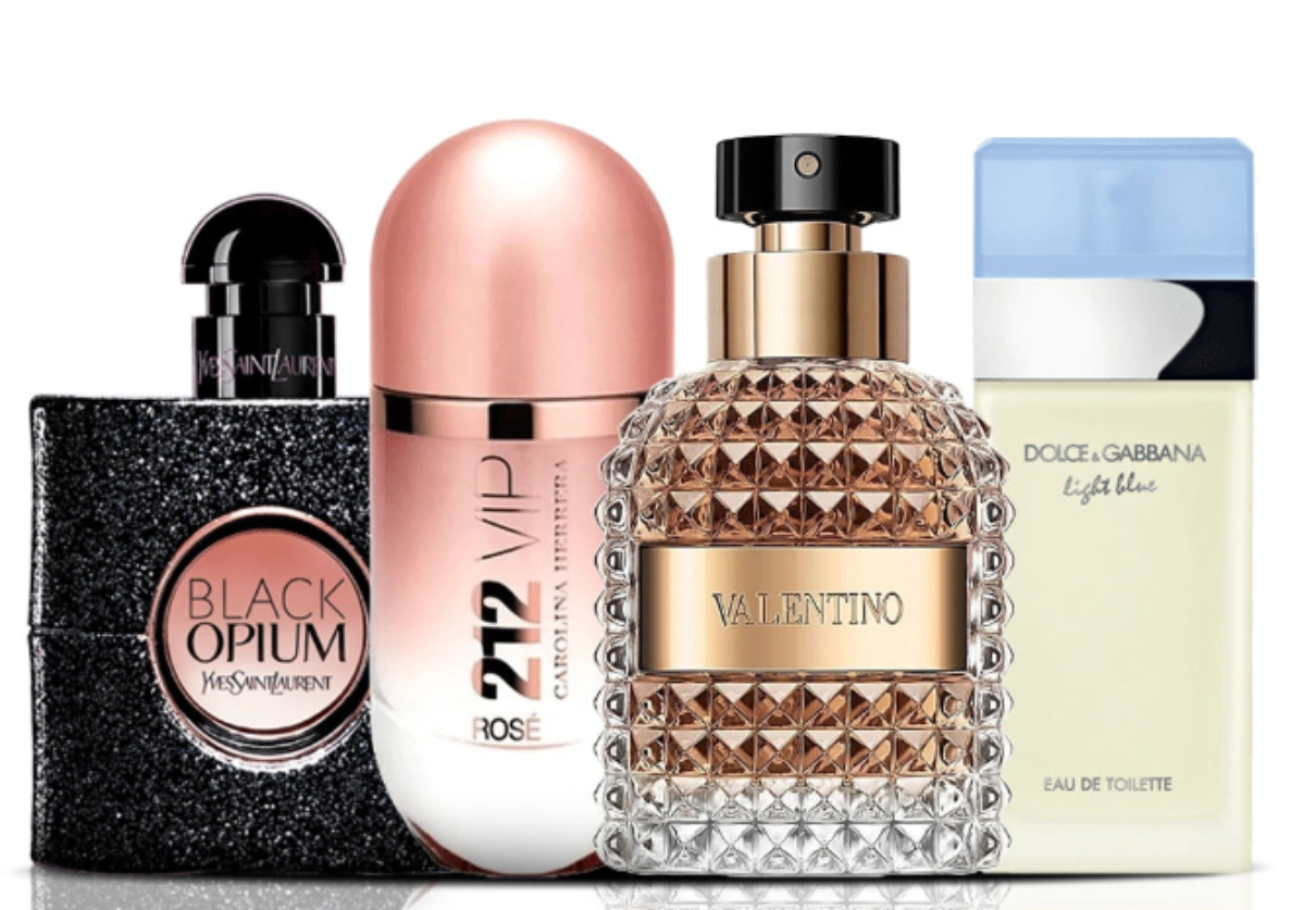 Set de 4 perfumes | Black Opium + 212 VIP Rose + Valentino + Dolce & Gabbana Light Blue 100 ml
